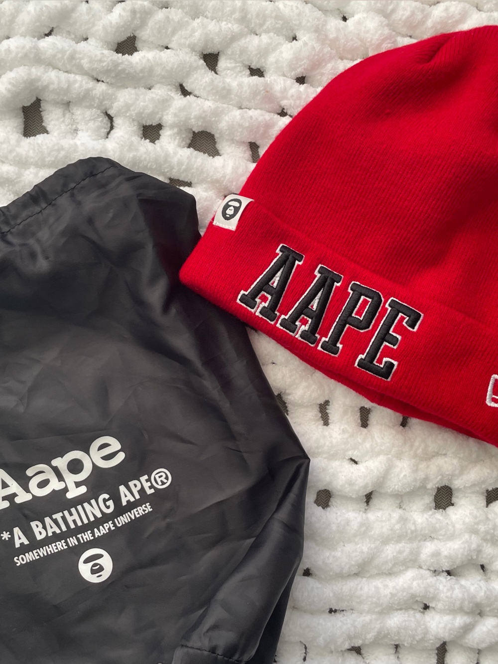 AAPE by A Bathing Ape Red Logo Beanie
